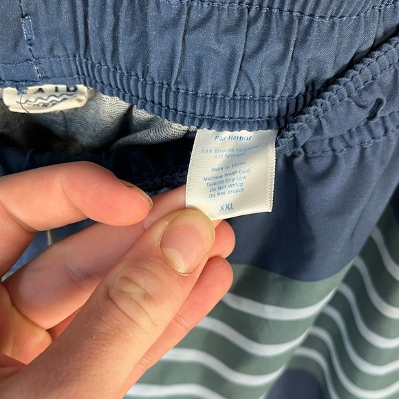 Fair Harbor Mens XXL Swim Trunks Striped Blue Green Elastic Waist Drawstring - Picture 3 of 8